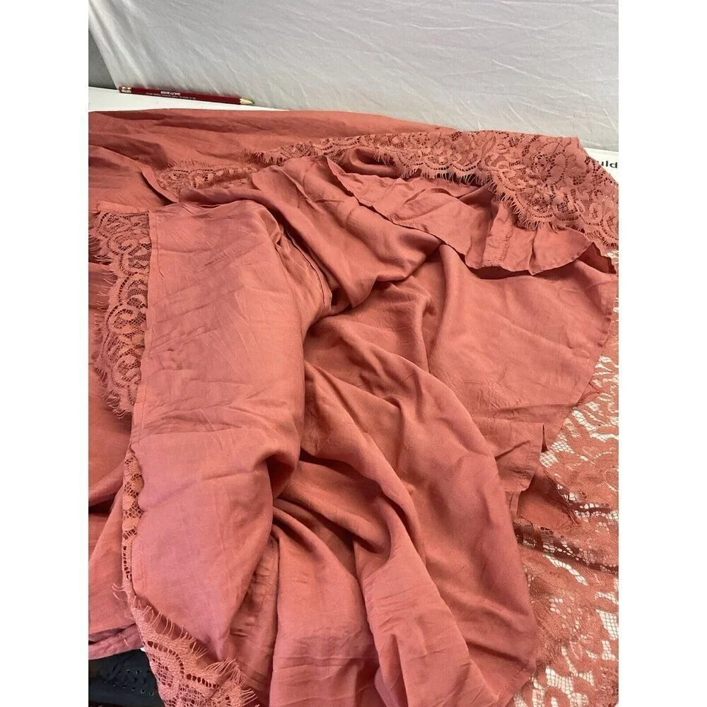 By Anthropologie SM Lace Tunic‎ Dress Clay/ mauve earthy short sleeve Romantic - Picture 12 of 15